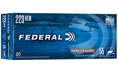 Federal, PowerShok, 223REM, 55 Grain, Soft Point, 100rds