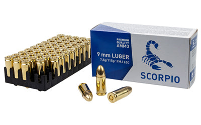 SCORPIO AMMO 9MM 115GR FMJ 50rds