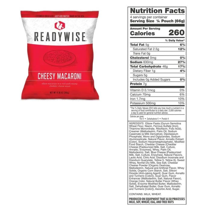 ReadyWise 60 Serving Emergency Food Supply Ready Grab Bag