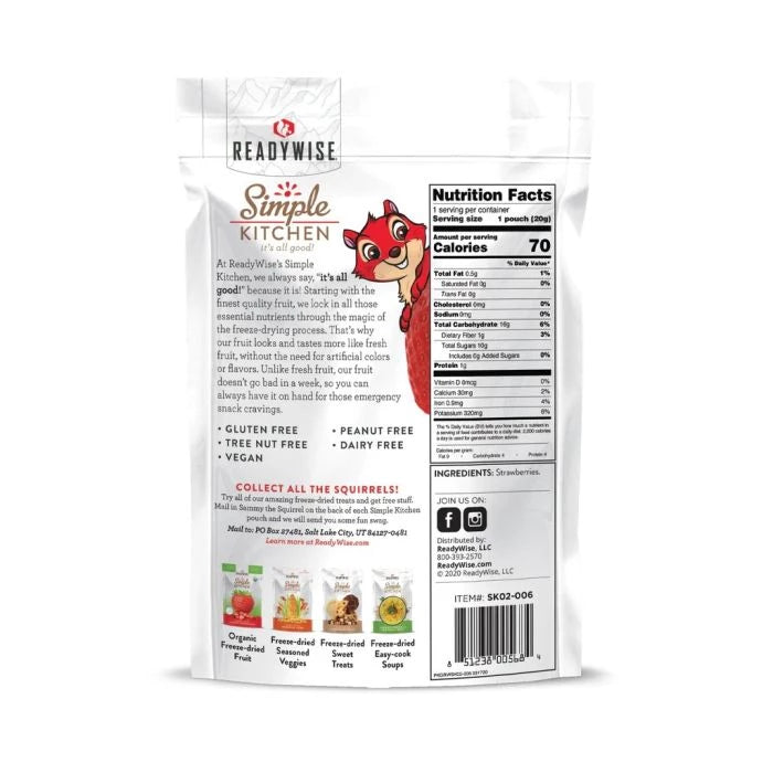 ReadyWise Freeze-Dried Strawberries - 6 Pack